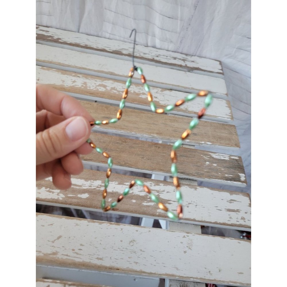 Beaded star vintage handmade ornament Xmas holiday tree